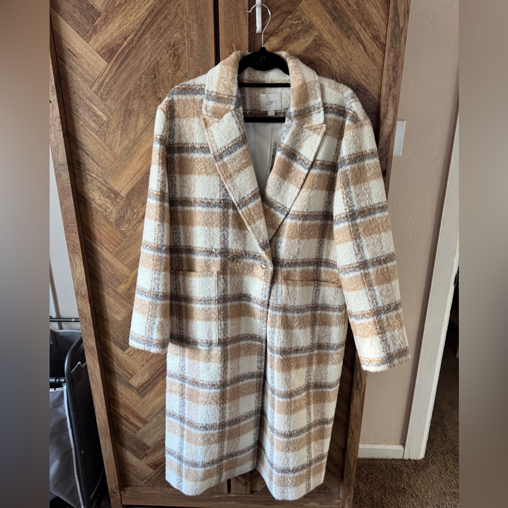 LOFT Women's Plaid Boucle Modern Coat